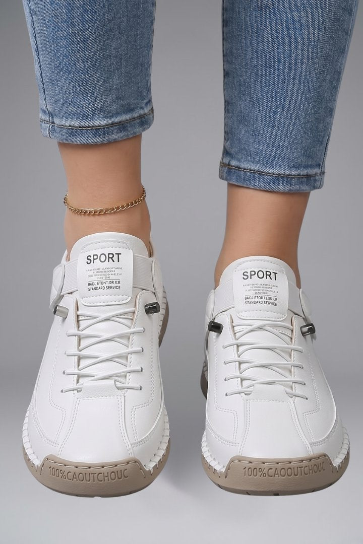 Women's Leather Trainers | Elastic Panel Strap Fastening View 11