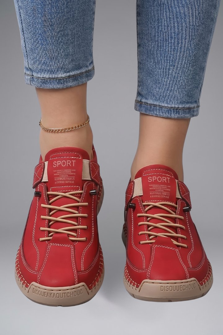 Women's Leather Trainers | Elastic Panel Strap Fastening View 12