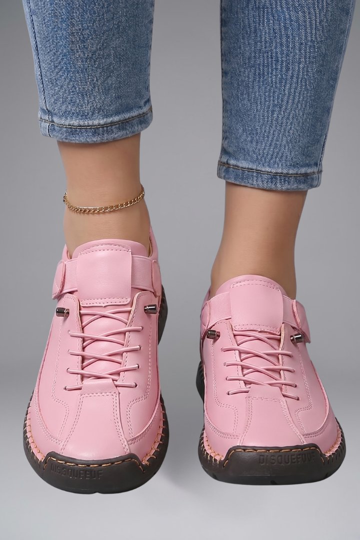 Women's Leather Trainers | Elastic Panel Strap Fastening View 13