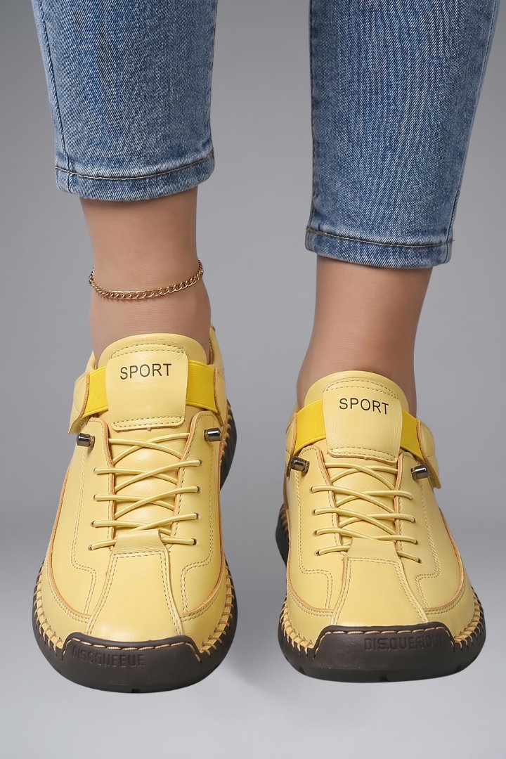 Women's Leather Trainers | Elastic Panel Strap Fastening View 14
