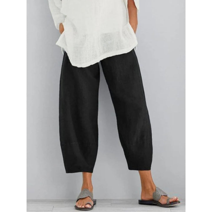 Women's Linen Leisure Trousers | Tapered Balloon Fit Detail