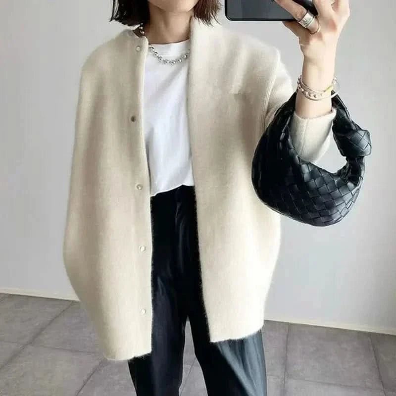 Women's Long Buttoned Knit Cardigan | Elegant Snap Front Front
