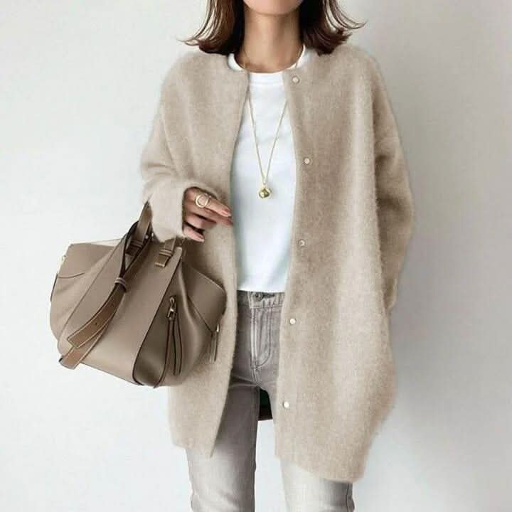 Women's Long Buttoned Knit Cardigan | Elegant Snap Front Full