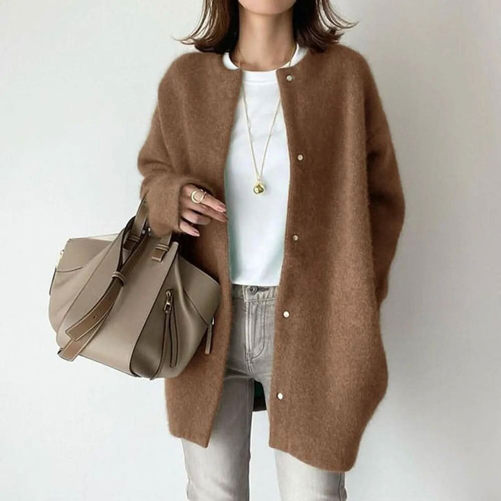 Women's Long Buttoned Knit Cardigan | Elegant Snap Front Lifestyle