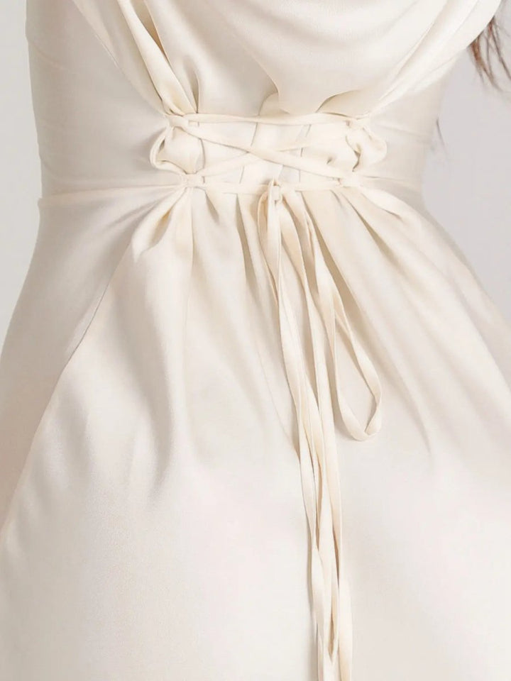 Women's Long Sleeve Maxi Dress | Fitted Bodice Bell Sleeve Angle