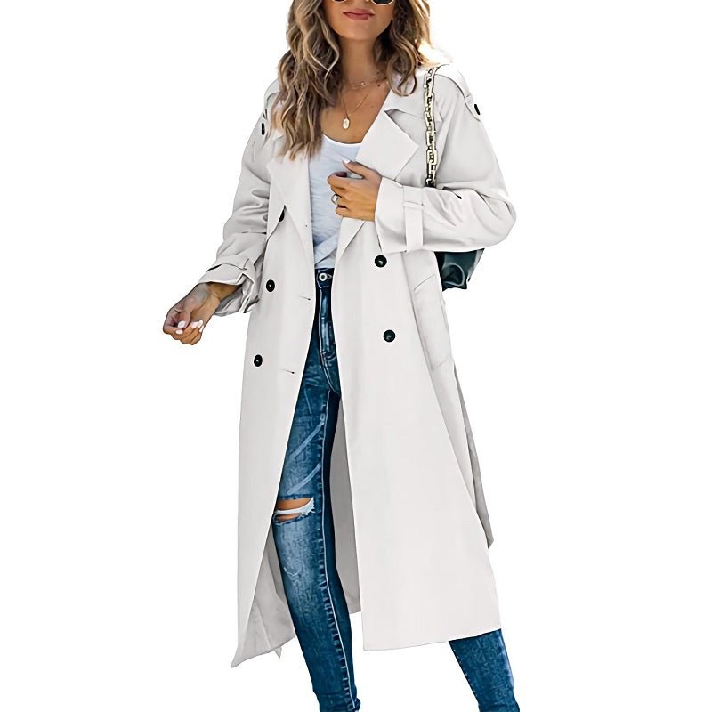 Women's Long Trench Coat | Double-Breasted Classic Fit Hero