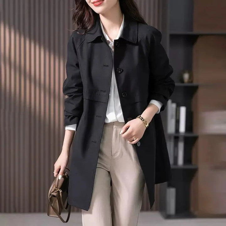 Women's Long Trench Coat | Single Button Front Wrap Back
