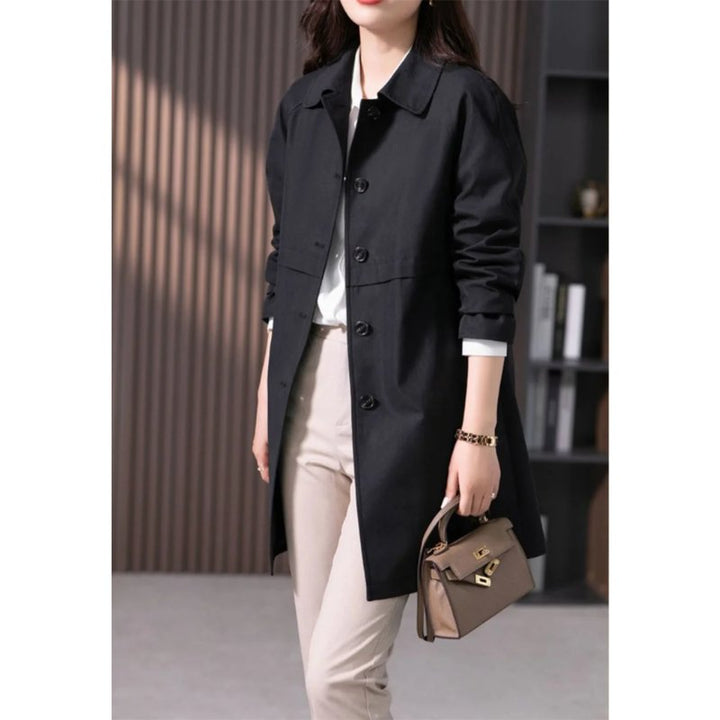 Women's Long Trench Coat | Single Button Front Wrap Front