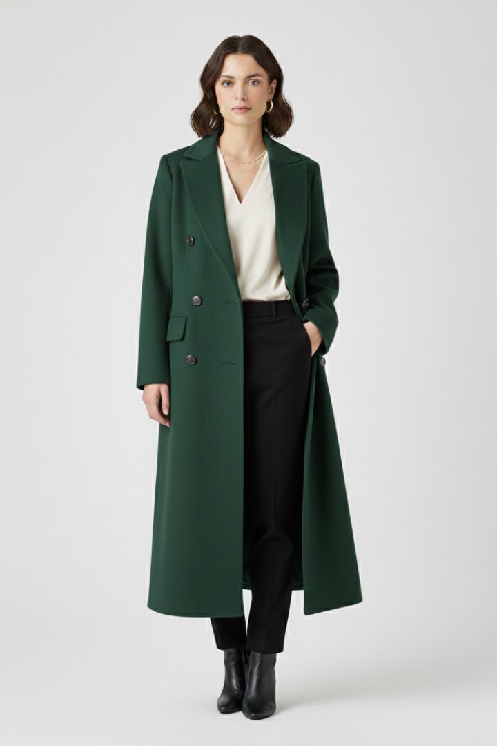 Women's Maxi Coat | Lapel Collar Button Fastening Alternate