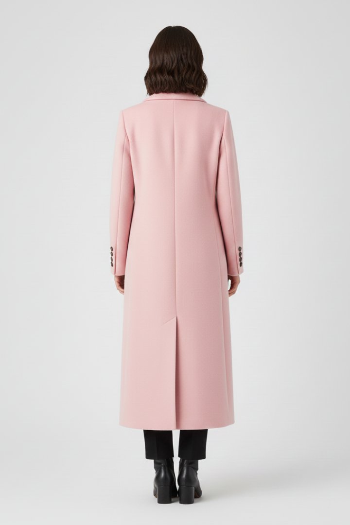 Women's Maxi Coat | Lapel Collar Button Fastening Back