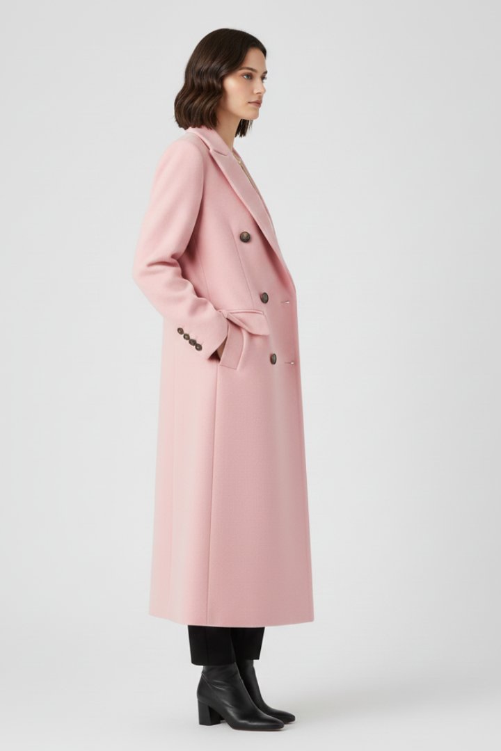 Women's Maxi Coat | Lapel Collar Button Fastening Detail