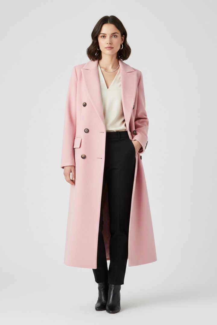 Women's Maxi Coat | Lapel Collar Button Fastening Front