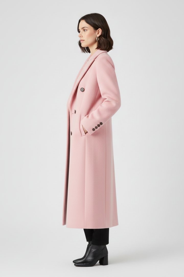 Women's Maxi Coat | Lapel Collar Button Fastening Side
