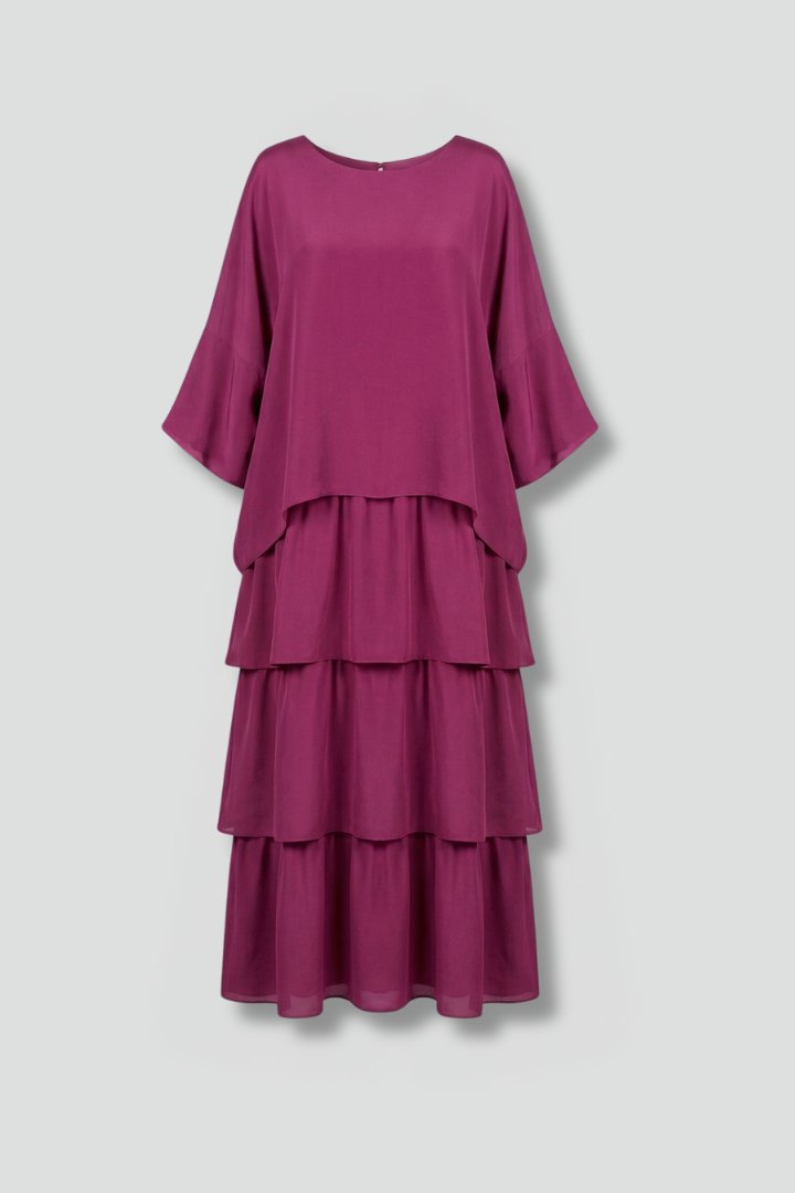 Women's Maxi Dress | Round Neck Tiered Layered Skirt Hero