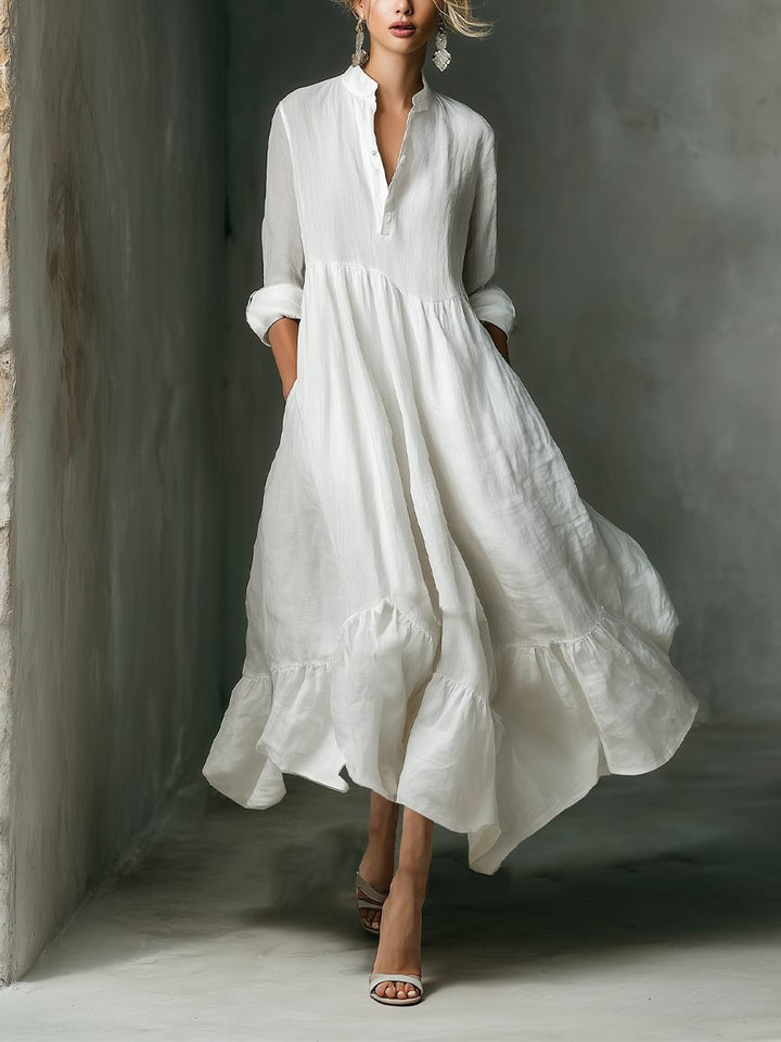 Women's Maxi Shirt Dress | Long Sleeve with Ruffled Hem Hero