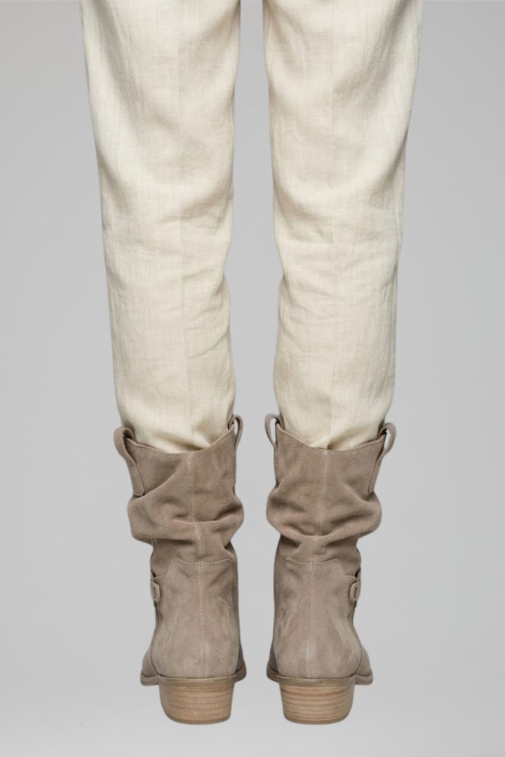 Women's Mid-Calf Boots | Side Zipper Slouchy Suede Fold-Over Back