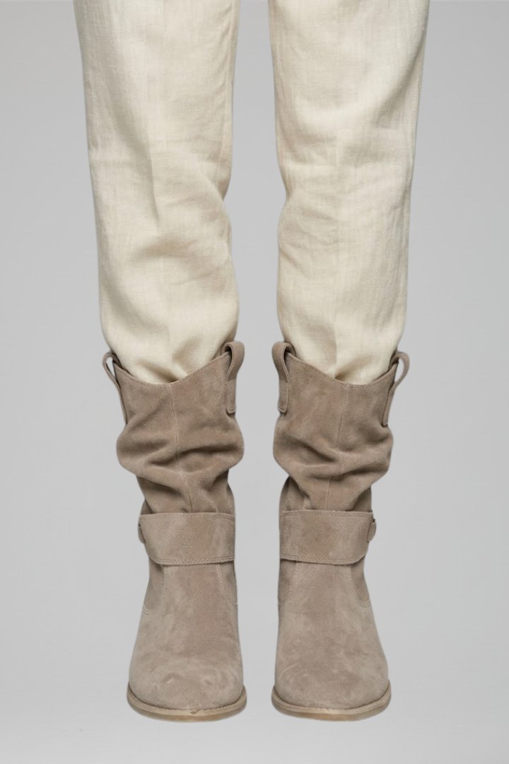 Women's Mid-Calf Boots | Side Zipper Slouchy Suede Fold-Over Detail