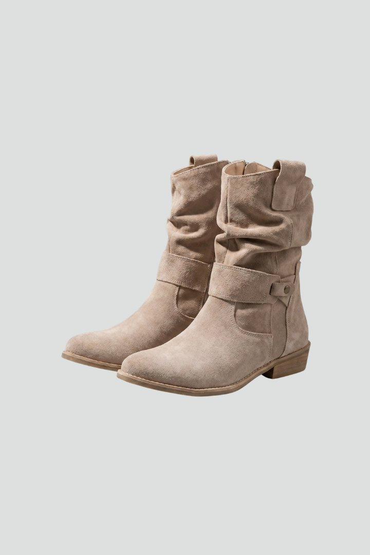 Women's Mid-Calf Boots | Side Zipper Slouchy Suede Fold-Over Hero