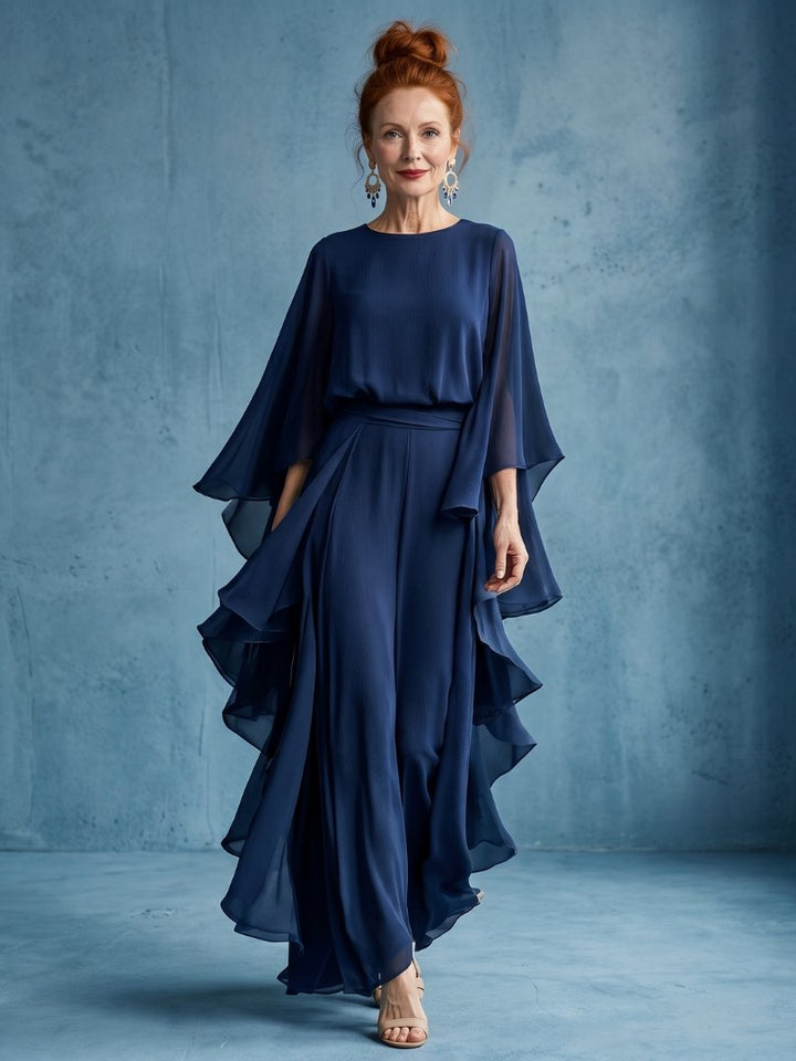 Women's Midi Dress | Layered Sleeve with Drape Waist Hero