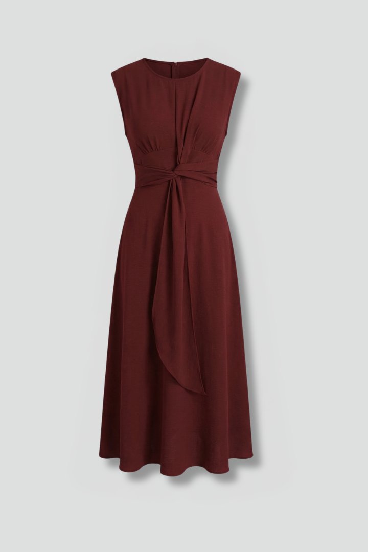 Women's Midi Dress | Sleeveless Round Neck with Tie Waist Hero