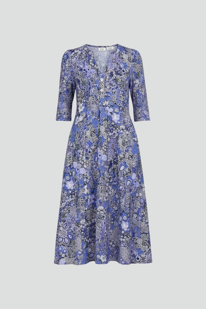 Women's Midi Dress | V-Neck Three-Quarter Sleeve Printed Hero
