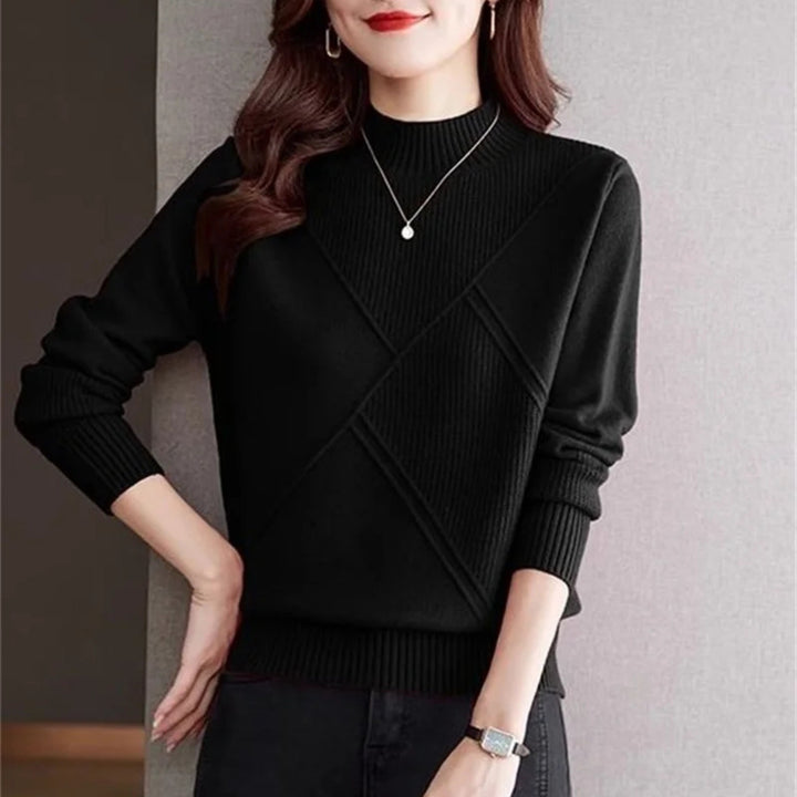 Women's Mock Neck Sweater | Diagonal Rib Sculpted Fit Alternate