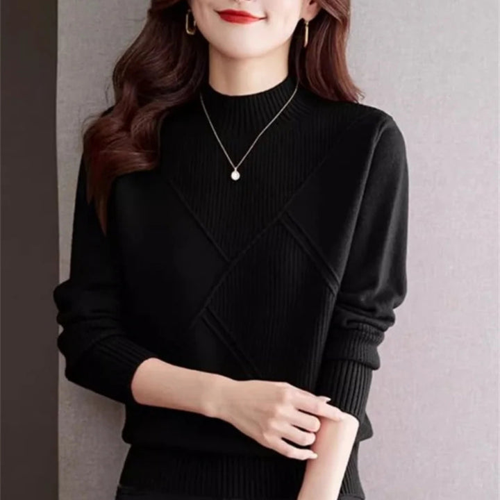 Women's Mock Neck Sweater | Diagonal Rib Sculpted Fit Hero