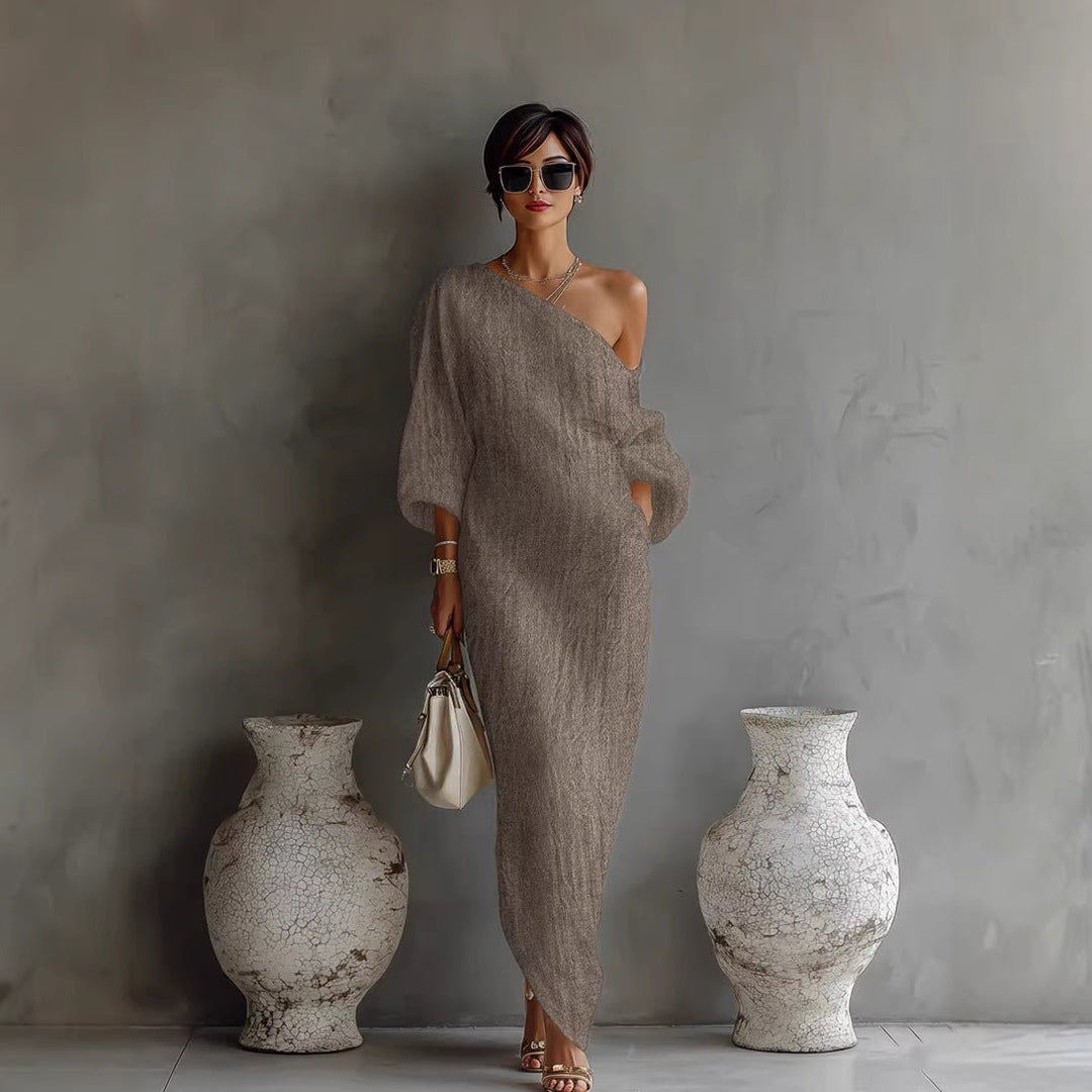 Women's Off-Shoulder Maxi Dress | Lantern Sleeves Relaxed Fit Hero
