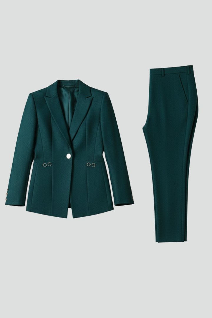 Women's One Button Blazer Set | Straight Trousers with Ring Loop Hero