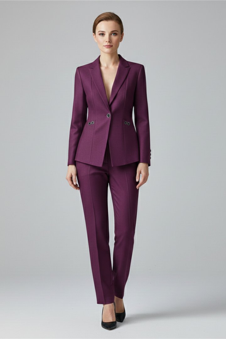 Women's One Button Blazer Set | Straight Trousers with Ring Loop Lifestyle