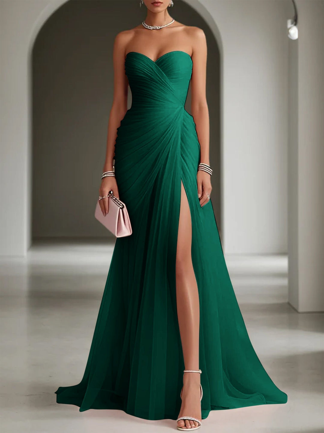 Women's One-Shoulder Pleated Maxi Dress | Wedding Guest Ruched Bodice Lifestyle