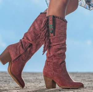 Women's Orthopaedic Block Heel Boots | Fringe Western Mid-Calf Hero
