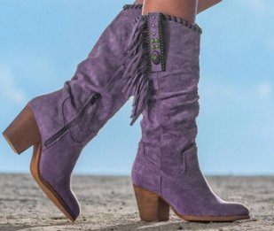 Women's Orthopaedic Block Heel Boots | Fringe Western Mid-Calf Side