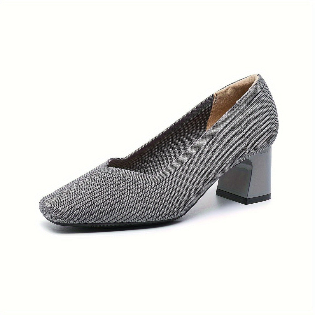 Women's Orthopaedic Block Heel Pumps | Square Toe Office Slip On View 14