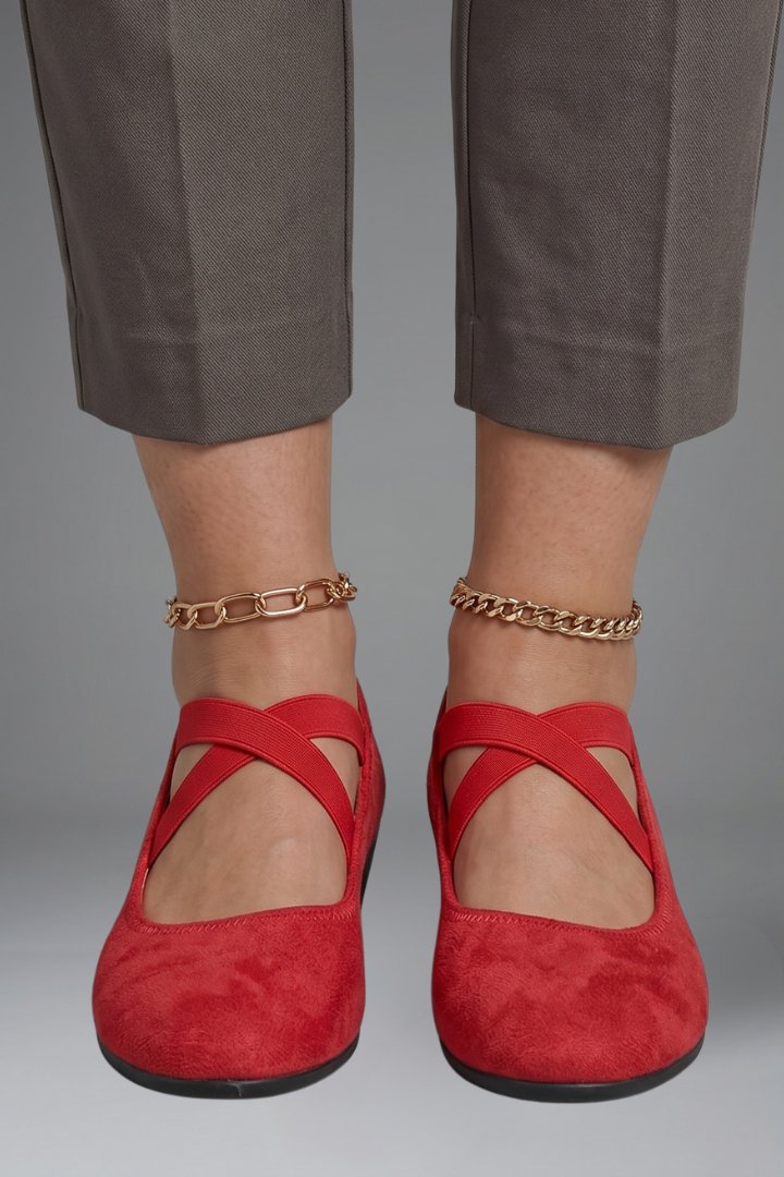 Women's Orthopaedic Slip-On Flats | Elastic Cross Strap Everyday Angle