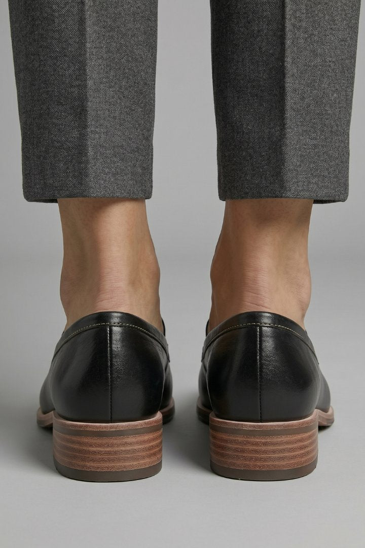 Women's Orthopaedic Slip-On Loafers | Stacked Heel Office Flat Close Up