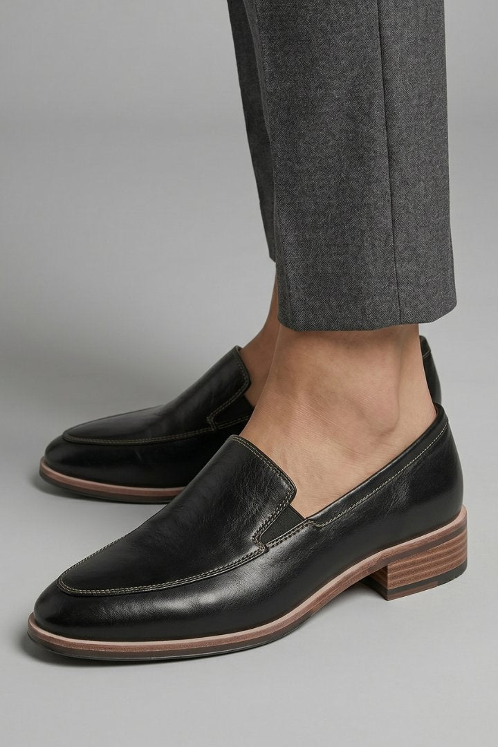 Women's Orthopaedic Slip-On Loafers | Stacked Heel Office Flat Side