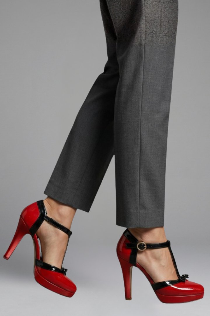 Women's Orthopaedic T-Strap Heels | Formal Buckle Platform Side