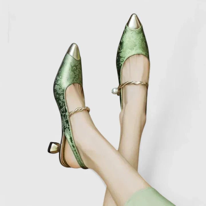 Women's Orthopaedic Textured Heels | Slingback Formal Kitten Heel Detail