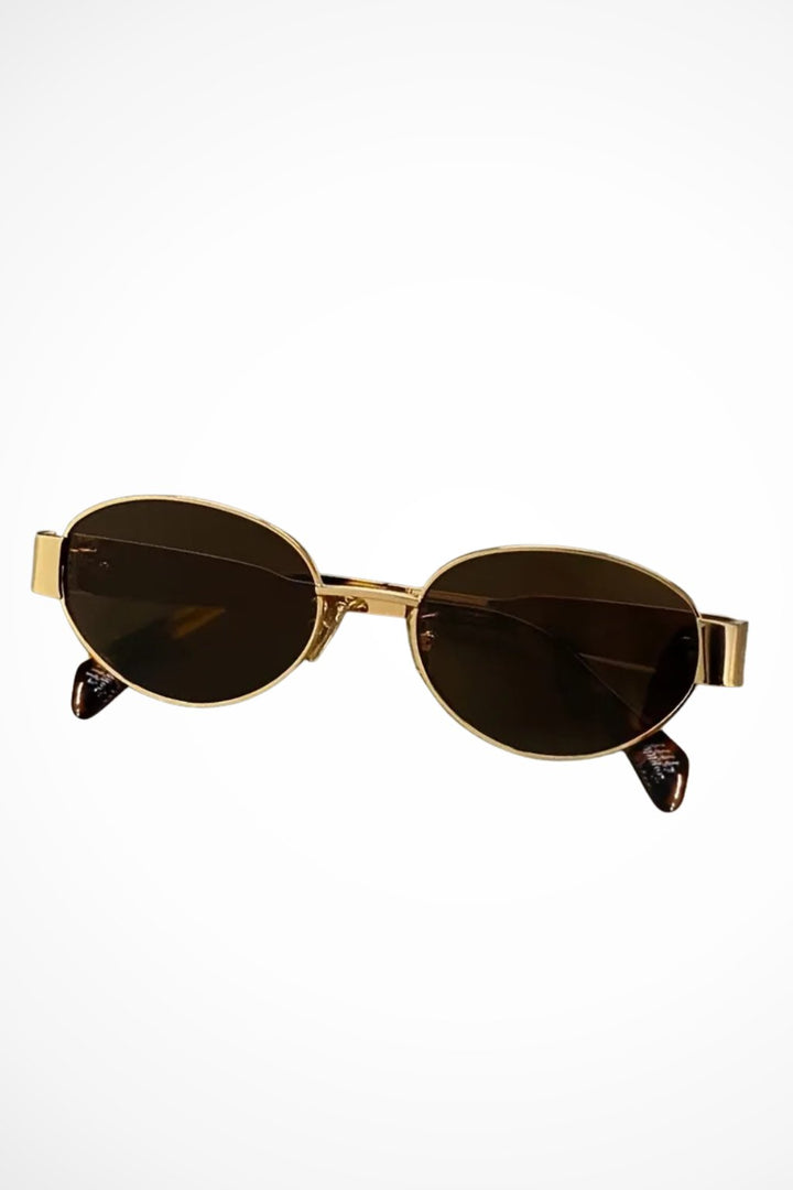 Women's Oval Frame Metal Slim Sunglasses Lifestyle