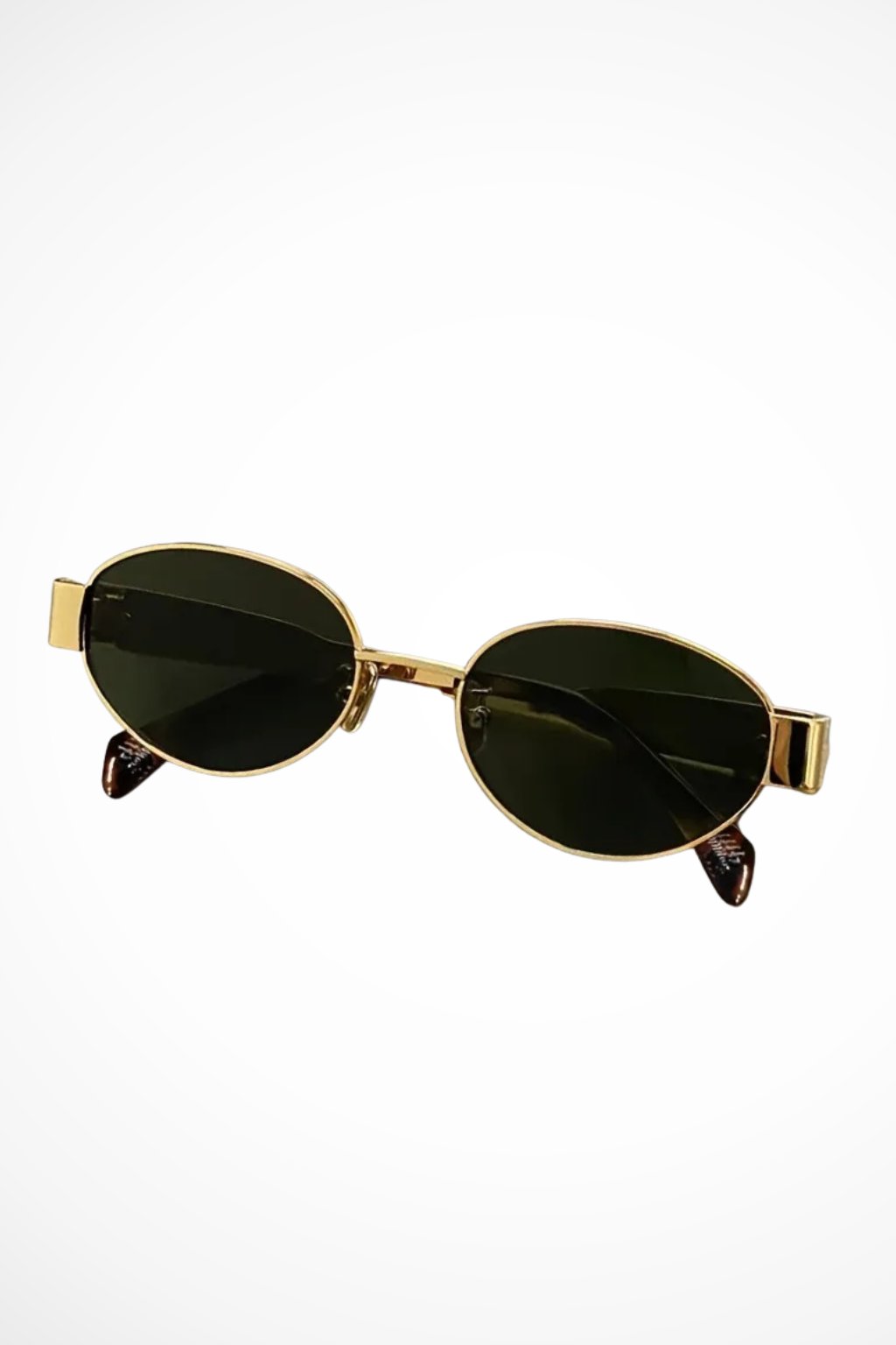 Women's Oval Frame Metal Slim Sunglasses Side