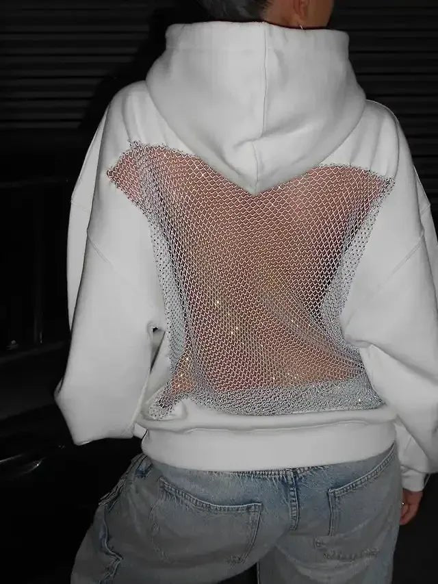 Women's Oversized Hoodie | Mesh Back Panel Sheer Detail Hero