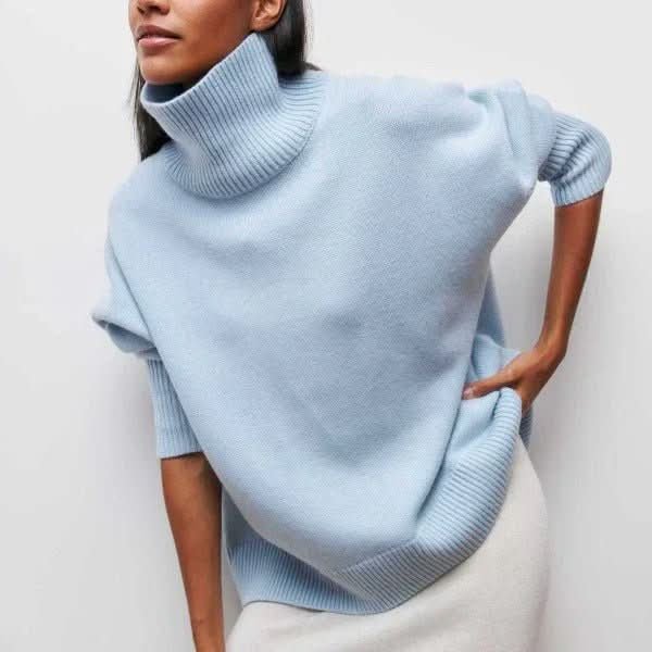 Women's Oversized Roll Neck Sweater | Relaxed Drape Soft Knit Hero