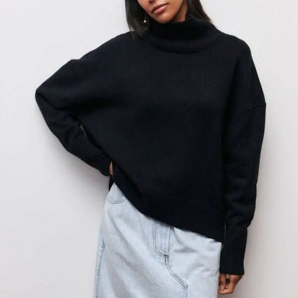 Women's Oversized Roll Neck Sweater | Relaxed Drape Soft Knit Lifestyle