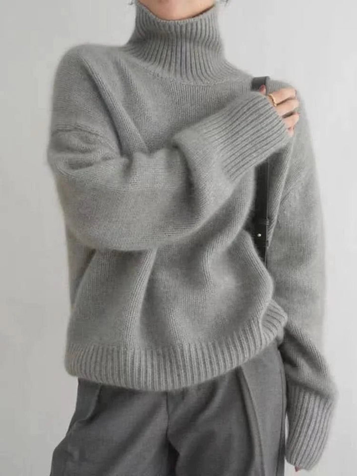 Women's Oversized Turtleneck High Neck Sweater | Soft Knit Warm Fit Back