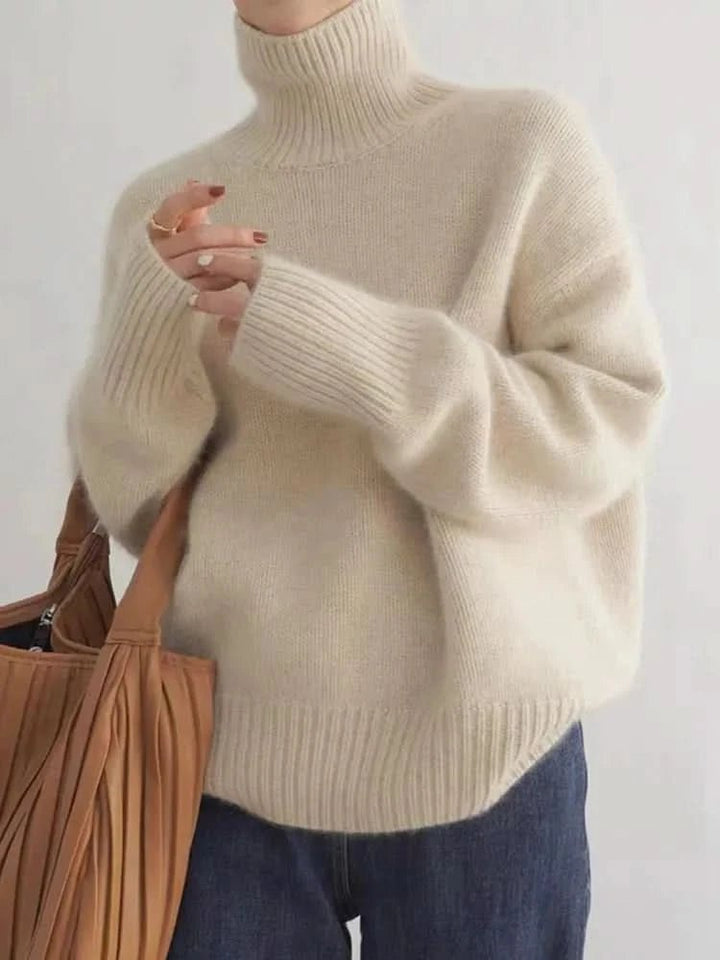 Women's Oversized Turtleneck High Neck Sweater | Soft Knit Warm Fit Hero