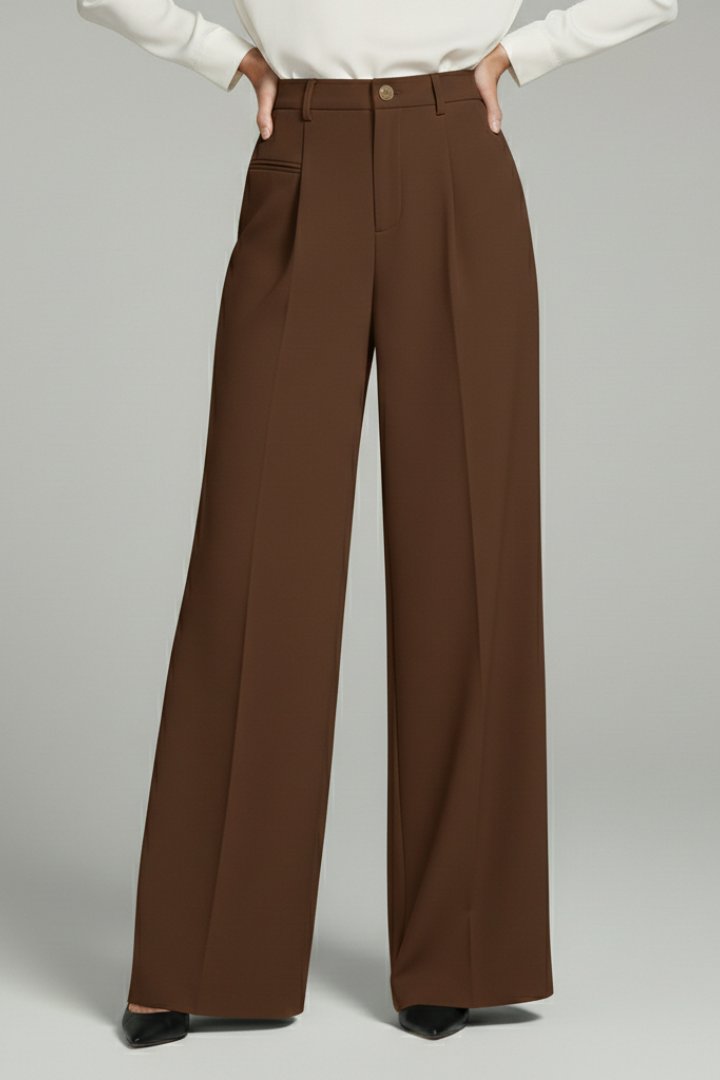 Women's Palazzo Trousers | Front Pleats with Back Pockets Close Up