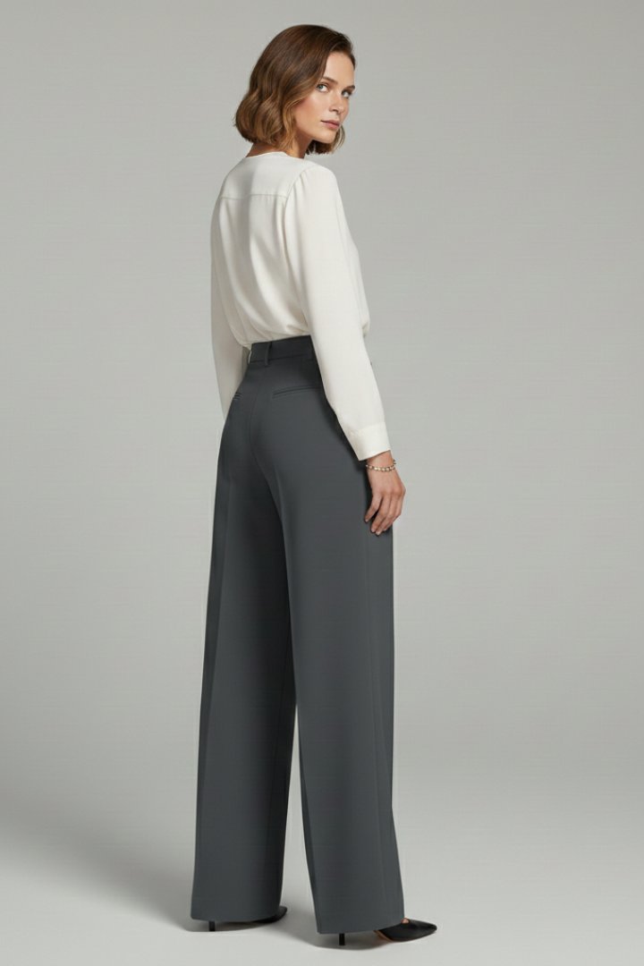 Women's Palazzo Trousers | Front Pleats with Back Pockets Detail
