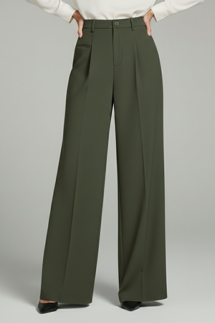 Women's Palazzo Trousers | Front Pleats with Back Pockets View 11
