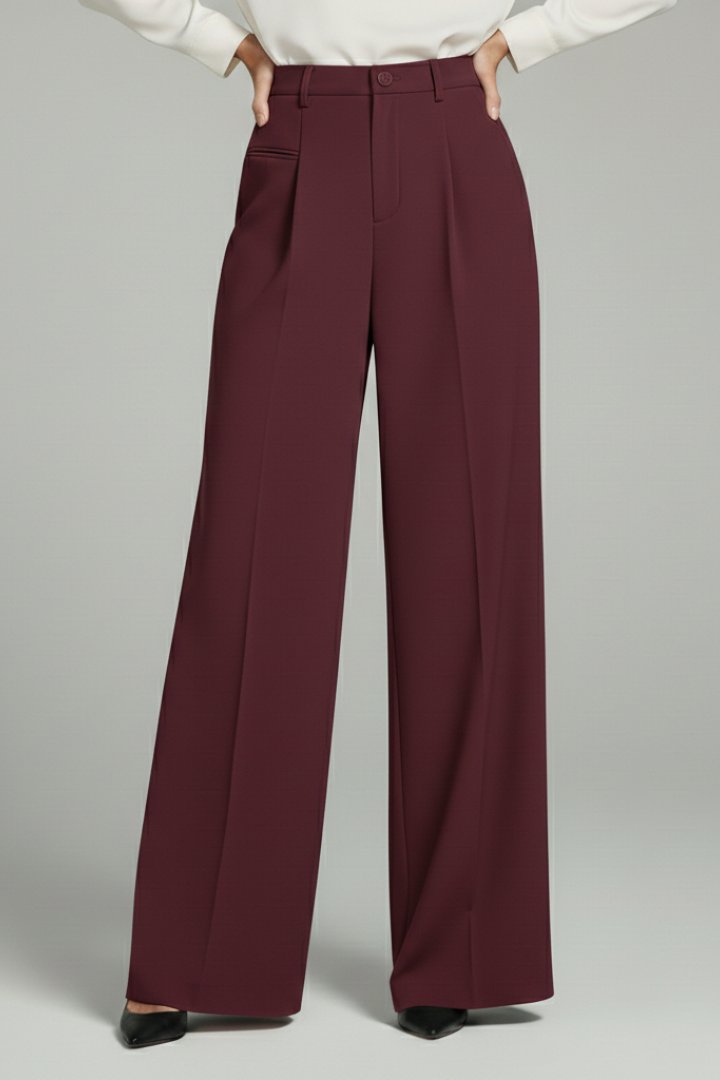 Women's Palazzo Trousers | Front Pleats with Back Pockets View 12
